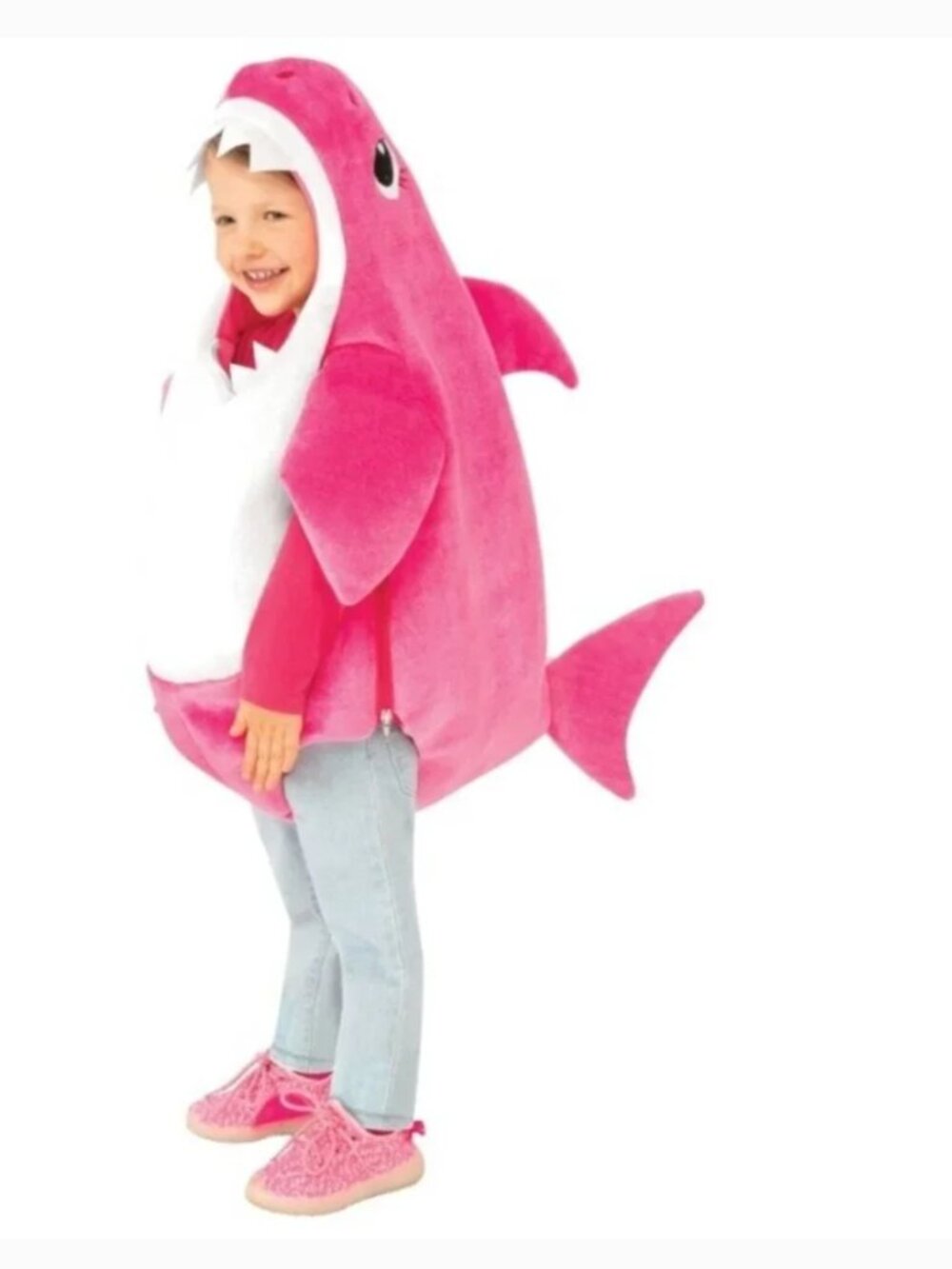 Baby Shark Musical Halloween Costume 12/24 mths Pink Mommy Hooded Romper Toddler